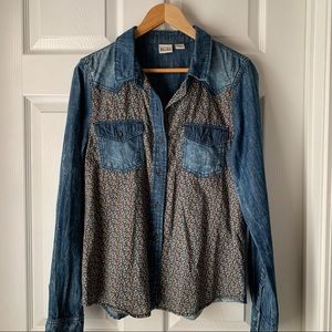 Mudd Denim Floral Button Up Shirt